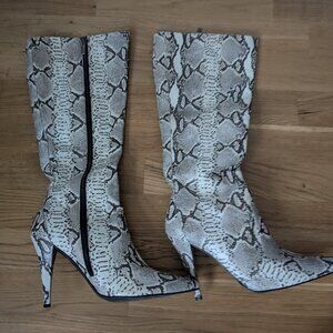 Colin Stuart Animal Print Calf High Boots